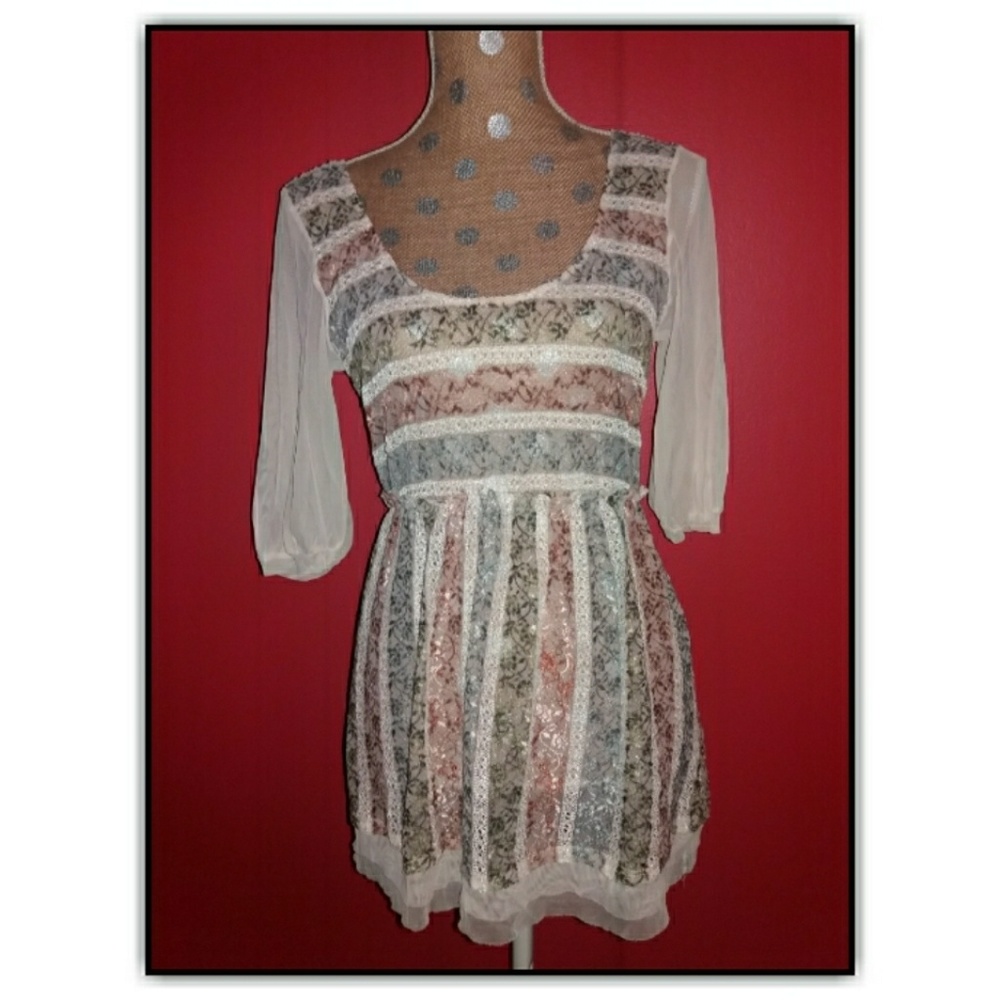 Like New ONLY HEARTS Darling Mixed Media Blouse